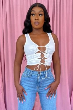 Honeybum Count Me In Lace Up Top