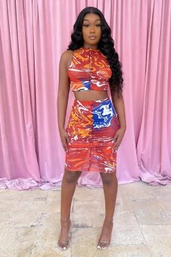 Honeybum Clothing Lets Bet On It Printed Sheer Set