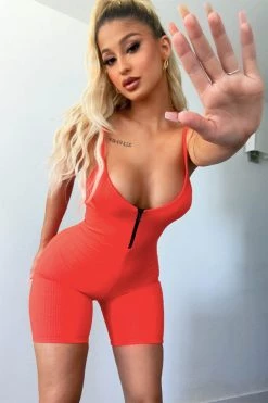 Honeybum Far From Average Ribbed Romper