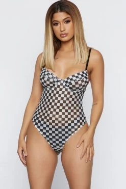 Honeybum Checkmate Mesh Bodysuit