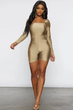 Honeybum SALE Slick Secrets Ruched Romper