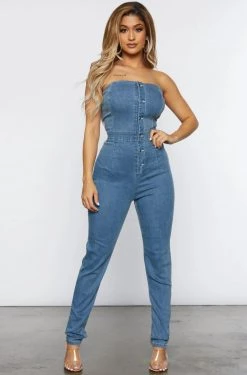 Honeybum Leavin' Denim Jumpsuit