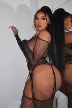 Honeybum Alive At Nighttime Rhinestone Lingerie Set Clothing