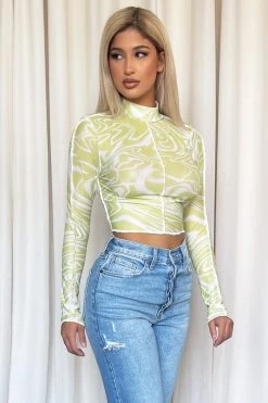 Honeybum You And I Sheer Marble Top Sale Tops