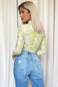 Honeybum You And I Sheer Marble Top Sale Tops