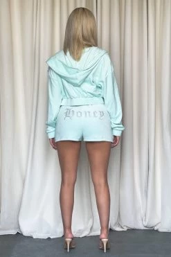 Honeybum Paris Velour Rhinestone Three Piece Set