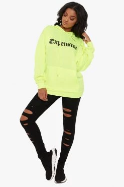 Honeybum I'm Expensive Neon Hoodie Long Sleeve Tops