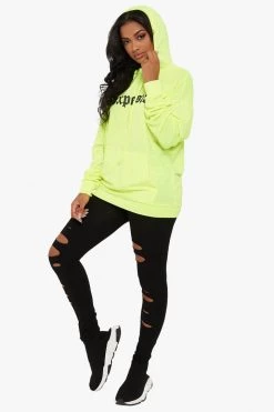 Honeybum I'm Expensive Neon Hoodie Long Sleeve Tops
