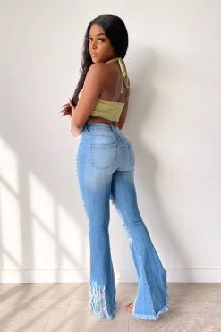 Honeybum Up Next Distressed Flare Jeans