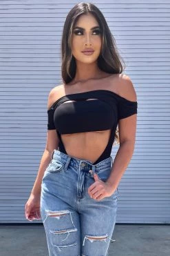 Honeybum Wake Up Off The Shoulder Bodysuit