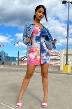 Honeybum SALE Do The Most Tie Dye Zipper Dress