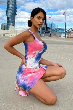 Honeybum SALE Do The Most Tie Dye Zipper Dress