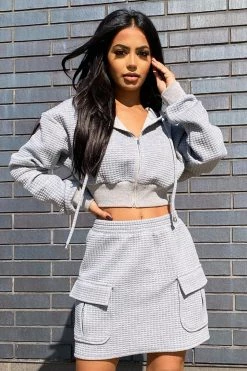 Honeybum SALE Bow Down Waffle Skirt Set