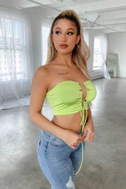 Honeybum All Your Fault Lace Up Crop Top SALE