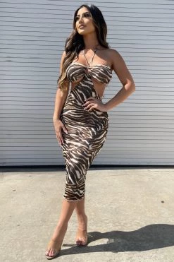 Honeybum Clothing Catching Vibes Zebra Dress