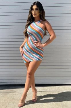 Honeybum Sale Dresses Drop A Location Striped Dress