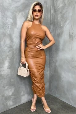Honeybum No Regrets Leather Maxi Dress