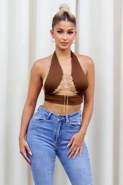 Honeybum Can't Fool Me Chain Lace Up Top