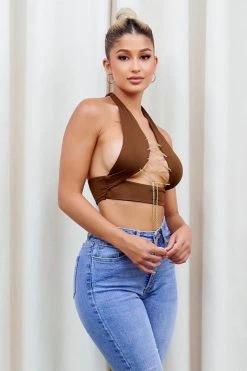 Honeybum Can't Fool Me Chain Lace Up Top