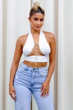 Honeybum Can't Fool Me Chain Lace Up Top SALE