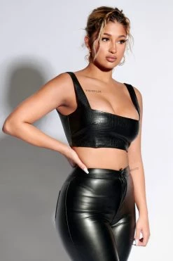 Honeybum Denver Leather Croc Top New Arrivals