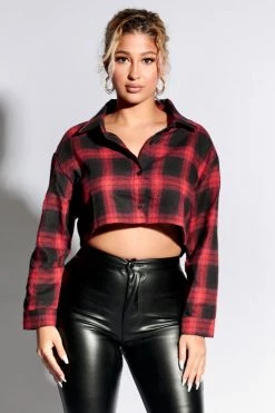 Honeybum Cali Weekend Plaid Crop Top Sale Tops