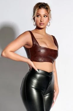Honeybum New Arrivals Denver Leather Croc Top