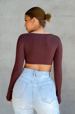 Honeybum SALE Left On Read Ribbed Zip Up Top