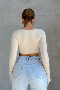 Honeybum SALE Left On Read Ribbed Zip Up Top