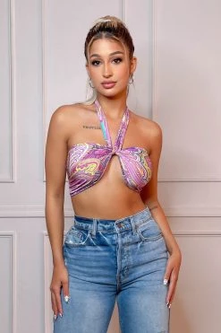 Honeybum Double Up Paisley Twist Top