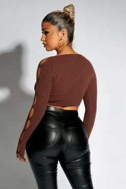 Honeybum Somehow Knit Cut-Out Top