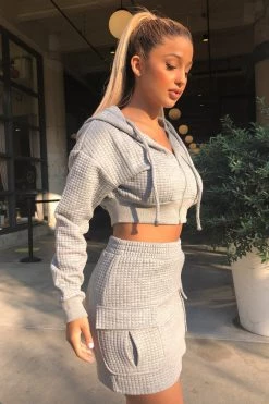 Honeybum SALE Bow Down Waffle Skirt Set