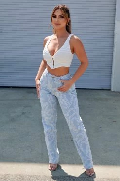 Honeybum Main Chain Straight Leg Jean