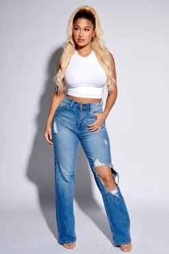 Honeybum New Arrivals Cody Distressed Straight Leg Jeans