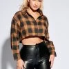 Honeybum Cali Weekend Plaid Crop Top Sale Tops