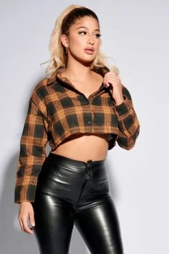Honeybum Cali Weekend Plaid Crop Top Sale Tops