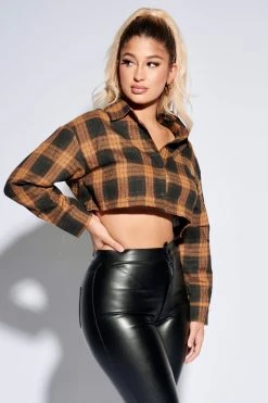 Honeybum Cali Weekend Plaid Crop Top Sale Tops