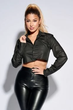 Honeybum Authentic Raw Edge Collared Top Sale Tops