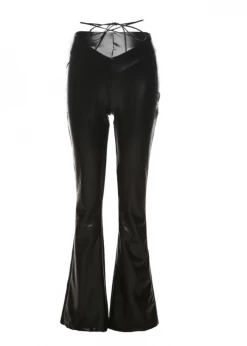 Honeybum Sweet Nothings Faux Leather Tie Pants