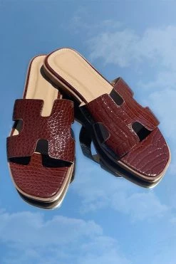 Honeybum Stepping Out Snake Textured Sandal