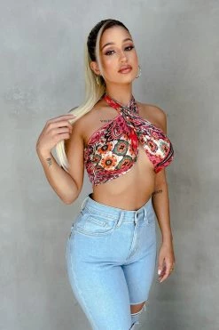Honeybum SALE Double Up Paisley Twist Top