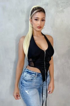 Honeybum New Look Zip Up Halter Top