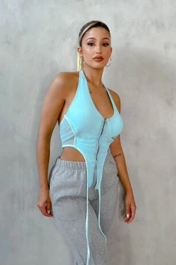 Honeybum SALE New Look Zip Up Halter Top