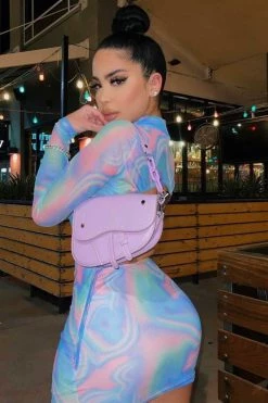 Honeybum In The Mood Long Sleeve Swirl Dress